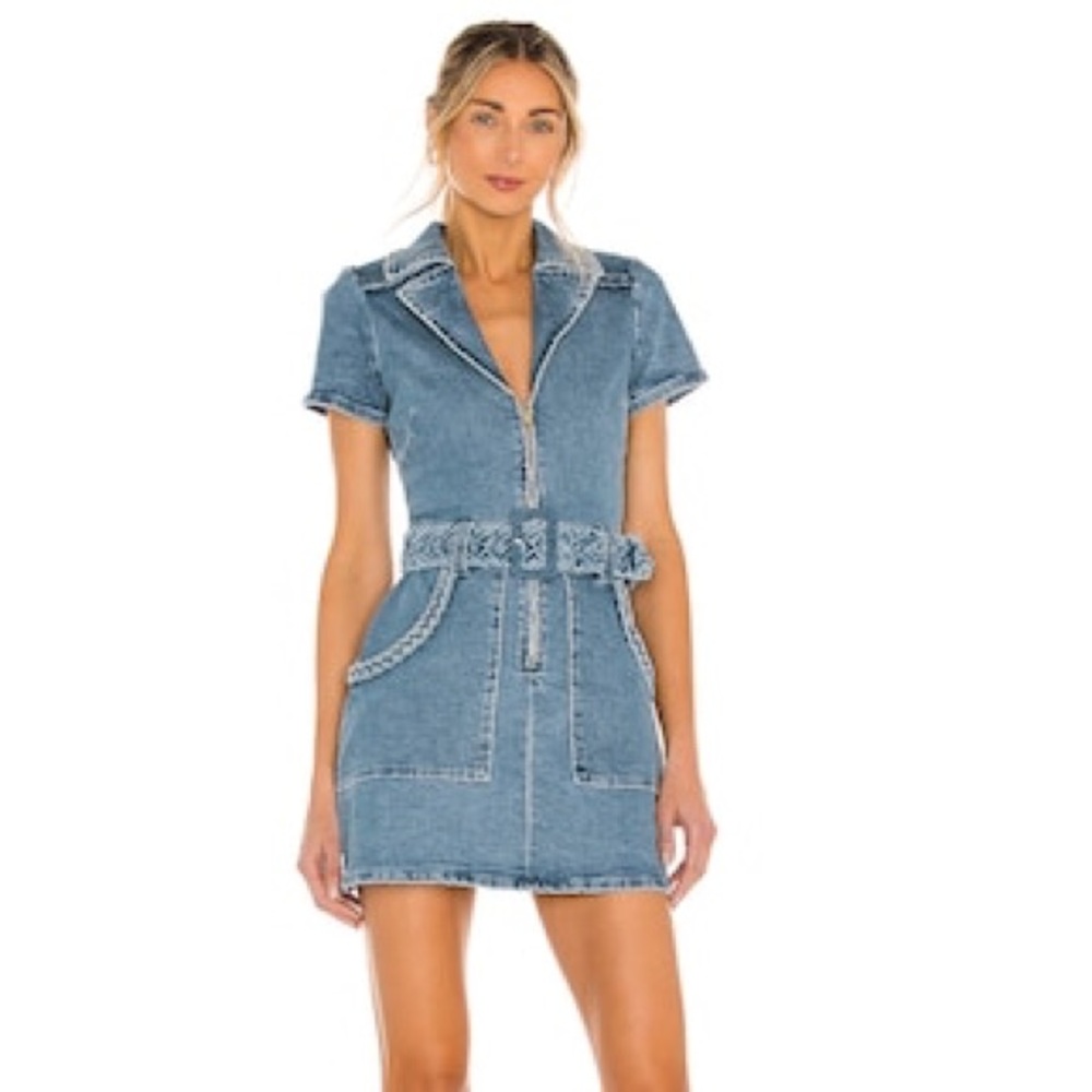 Show me your mumu Blue Denim Short-Sleeve Jacket Coat
